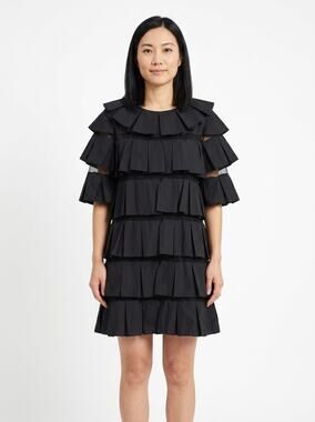 The Kemist London Black Tiered Ruffle Shift Dress Women See Measurements